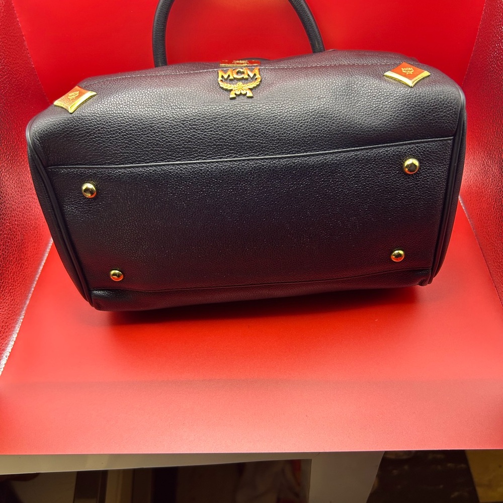 MCM Black Leather Duffel with Gold Details - Picture 14 of 16